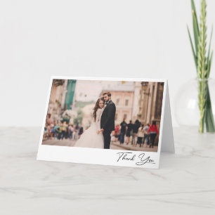 Agradecimiento Clásica Tarjeta de Boda Dobleada con Foto y Letra