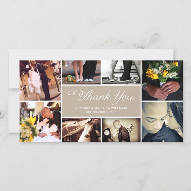 AGRADECIMIENTO COLLAGE DE SCRIPT DULCE | BODA GRACIAS TARJETA (Anverso)