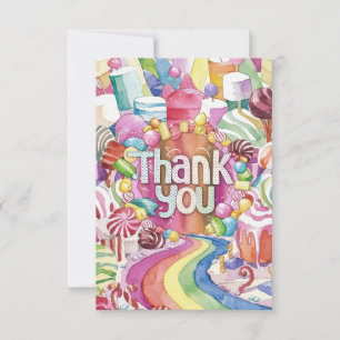 Agradecimiento Colorful Elegant Candyland tarjeta de agradecimien