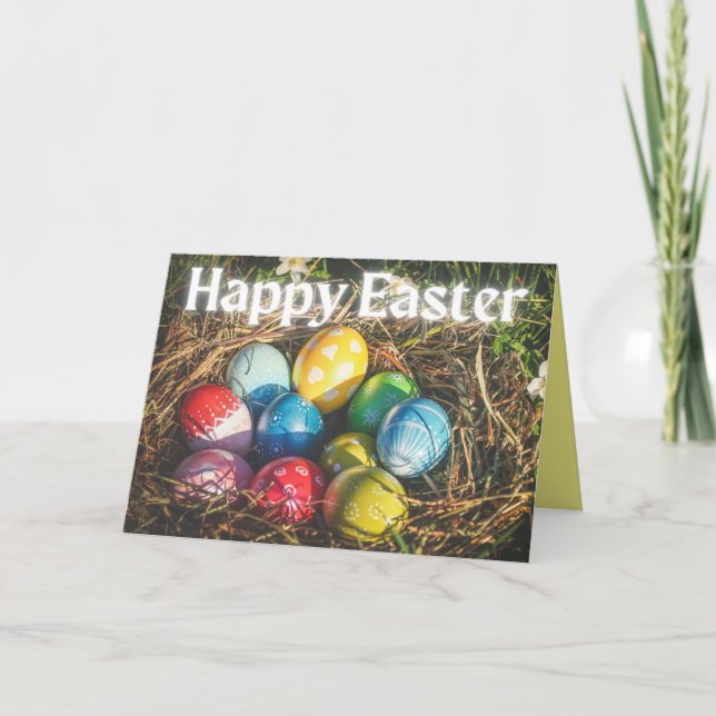 Agradecimiento Colorida tarjeta de pascua feliz de huevos (Anverso)