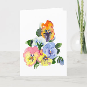 Agradecimiento Coloridas Pansies plegados Tarjeta de agradecimien