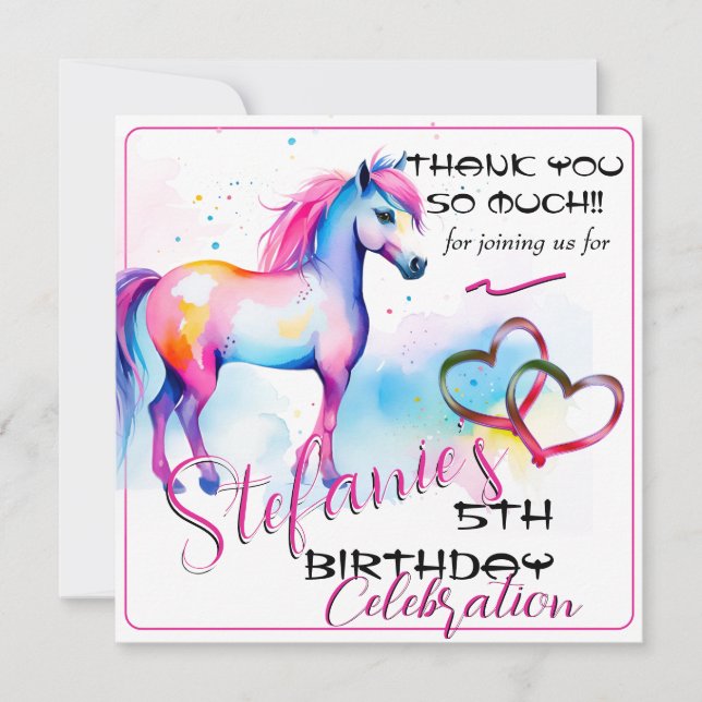 Agradecimiento Colorido Espíritu Pony 2 cumpleaños Tarjeta de agr (Anverso)