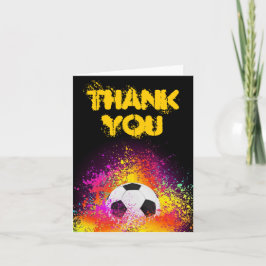 Agradecimiento Colorido tema del fútbol neón Gracias Tarjeta de N