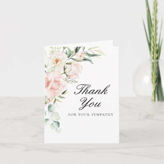 Agradecimiento Compasión Funeral Floral Rosa Doblado Tarjeta de a (Anverso)