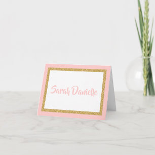 Agradecimiento con brillo rosa y dorado