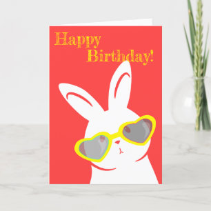 Agradecimiento Conejo con gafas de sol Tarjeta de cumpleaños feli