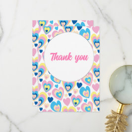 Agradecimiento Corazones adorables. Tarjeta plana de agradecimien