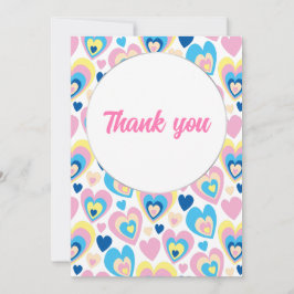 Agradecimiento Corazones encantadores. Tarjeta plana de agradecim