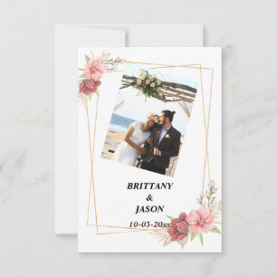 Agradecimiento Costume Foto Boda Elegante Oro Tarjeta de agradeci