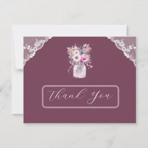 Agradecimiento Country Lace Mason Jar Burgundy Tarjeta de agradec
