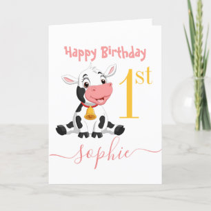 Agradecimiento Cow Farm Animals cumpleaños lindo Tarjeta de agrad