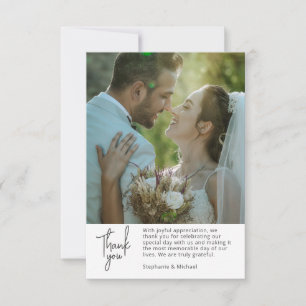 Agradecimiento Crisp White ・ Elegante Boda Fotográfico Tarjeta de