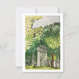 Agradecimiento Crow in the Graveyard, tarjeta de impresión de art
