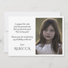 Agradecimiento Cuidada chica foto de cumpleaños tarjeta de agrade