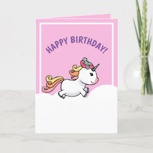 Agradecimiento Cuidada tarjeta de cumpleaños de unicornio pastel