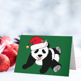 Agradecimiento Cuidados Navidades Panda Bear Santa Hat Tarjeta de