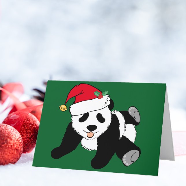 Agradecimiento Cuidados Navidades Panda Bear Santa Hat Tarjeta de (Subido por el creador)