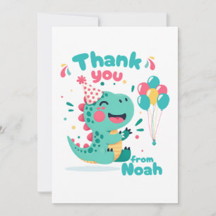 Agradecimiento Cumpleaños de Dinosaurio - Tarjeta de agradecimien