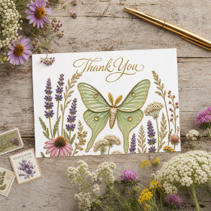 Agradecimiento Cumpleaños de Flor Silvestre de Luna Moth  Tarjeta