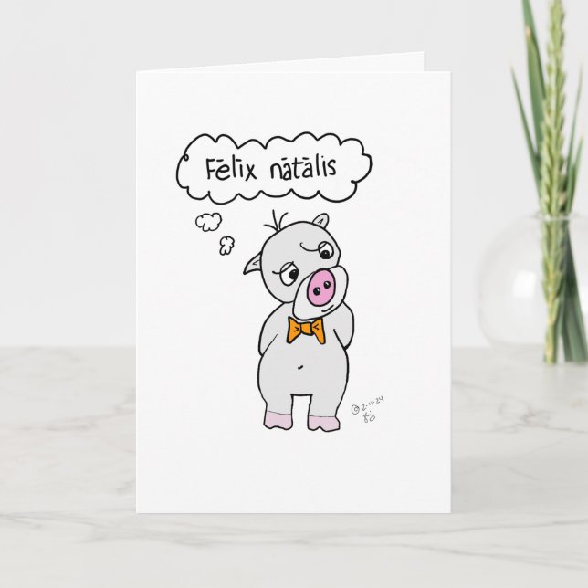 Agradecimiento Cumpleaños feliz en tarjeta de cumpleaños PIG-Lati (Anverso)