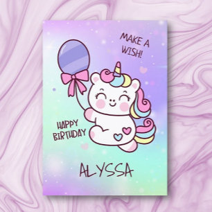 Agradecimiento ¡Cumpleaños Unicornio! Tarjeta de cumpleaños Child