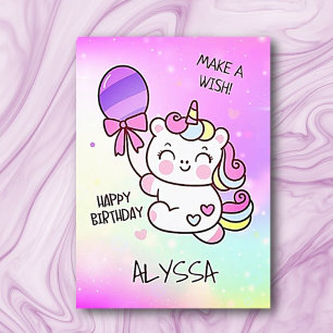 Agradecimiento ¡Cumpleaños Unicornio! Tarjeta de cumpleaños Child