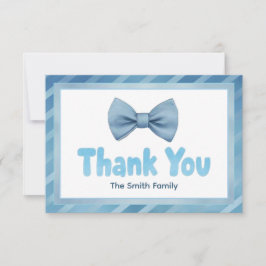 Agradecimiento Cute Blue Bow Tie Tarjeta Baby Shower de agradecim