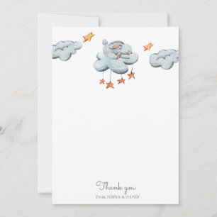 Agradecimiento Cute Bunny Blue Baby Shower Tarjeta de agradecimie
