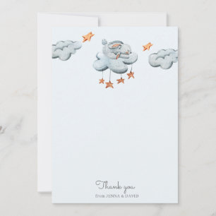 Agradecimiento Cute Bunny Blue Baby Shower Tarjeta de agradecimie