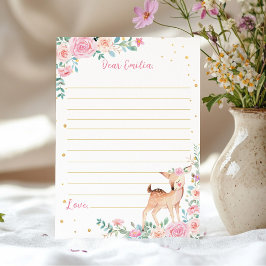Agradecimiento Cute Deer Floral Time Capsule Note Tarjeta de mens