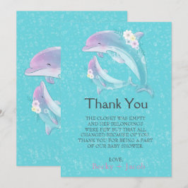 Agradecimiento Cute delfines Chica Baby Shower Tarjeta de agradec