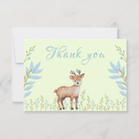 Cute Fawn Boy Baby Shower Tarjeta de agradecimient