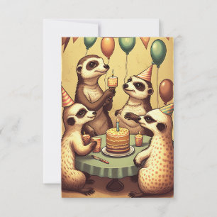 Agradecimiento Cute Meerkats Fiesta de cumpleaños Tarjeta de feli