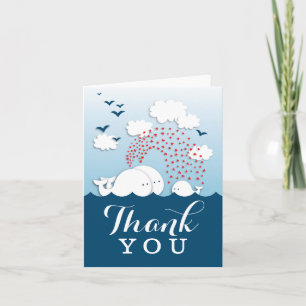 Agradecimiento Cute Pareja de Ballenas Blancas Gracias Tarjeta De