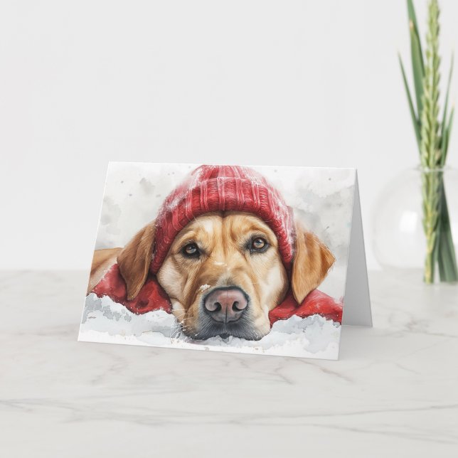 Agradecimiento Cute perro de laboratorio en tarjeta de Navidades  (Anverso)