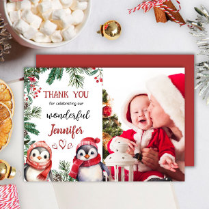 Agradecimiento Cute Pingüino Navidades 2º cumpleaños Tarjeta de a