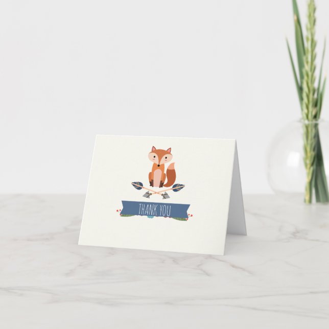 Agradecimiento Cute Rustic Fox Flechas plegadas Tarjeta de agrade (Anverso)