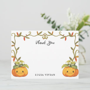 Agradecimiento Cute Sonriente Tierra De Calabaza Gracias Tarjeta