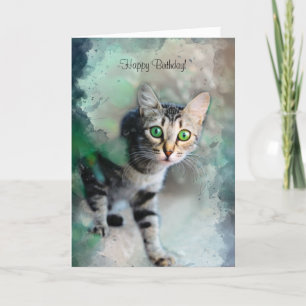 Agradecimiento Cute tarjeta de cumpleaños de Kitten del gato