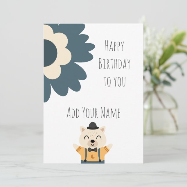 Agradecimiento Cute tarjeta de cumpleaños feliz personalizada con (Anverso de pie)