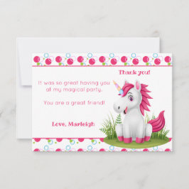 Agradecimiento Cute Unicornio Gracias tarjeta con puntos de polka