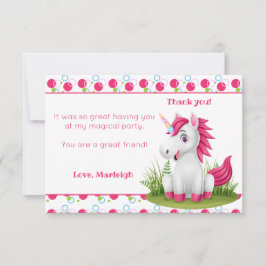 Agradecimiento Cute Unicornio Gracias tarjeta con puntos de polka