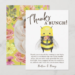Agradecimiento Cute Wildflower y Bee Baby Shower Tarjeta de agrad