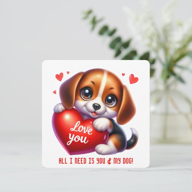 Agradecimiento Cuto Valentine Puppy - Tarjeta El día de San Valen (Anverso de pie)