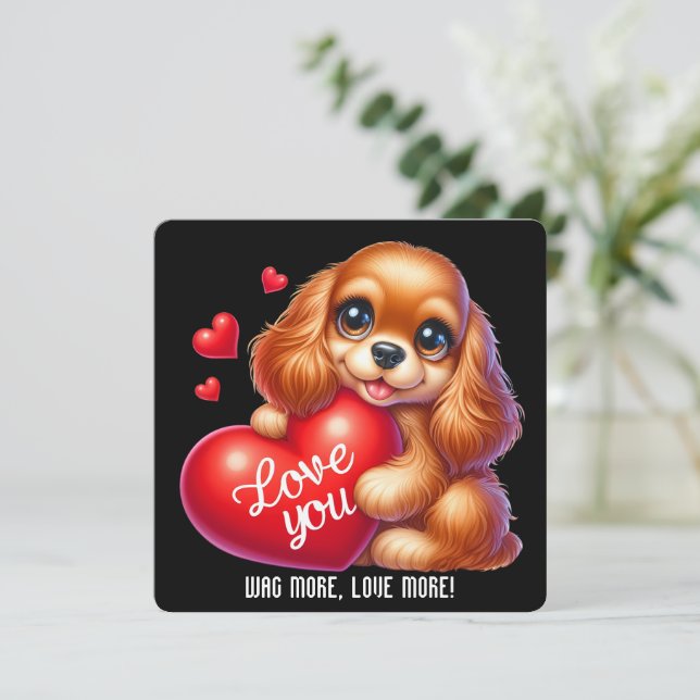 Agradecimiento Cuto Valentine Puppy - Tarjeta El día de San Valen (Anverso de pie)
