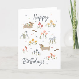 Agradecimiento Dachshund Amantes de la tarjeta floral de cumpleañ