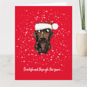 Agradecimiento Dachshund, tarjeta de Navidades de perros salchich