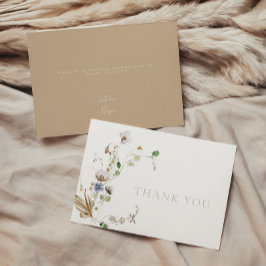 Agradecimiento Dainty Wildflower Soft Tan Tarjeta de agradecimien