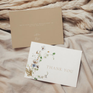 Agradecimiento Dainty Wildflower Soft Tan Tarjeta de agradecimien