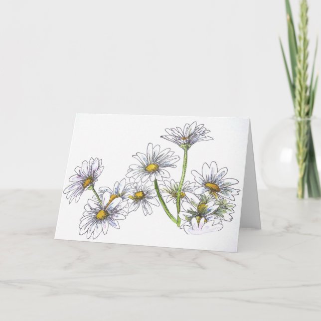 Agradecimiento Daisies de tarjeta en blanco (Anverso)